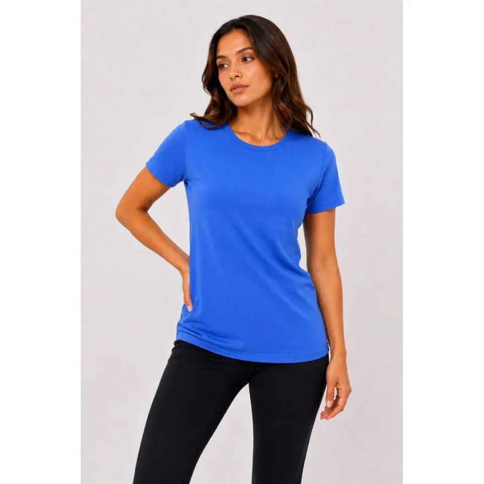 Basic Tişört Bisiklet Yaka Kısa Kol Günlük Yazlık Slim Fit T-Shirt - Mavi
