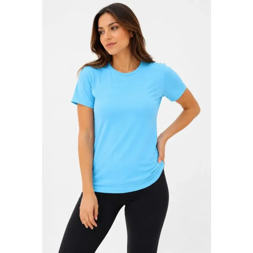 Basic Tişört Bisiklet Yaka Kısa Kol Günlük Yazlık Slim Fit T-Shirt - Turkuaz