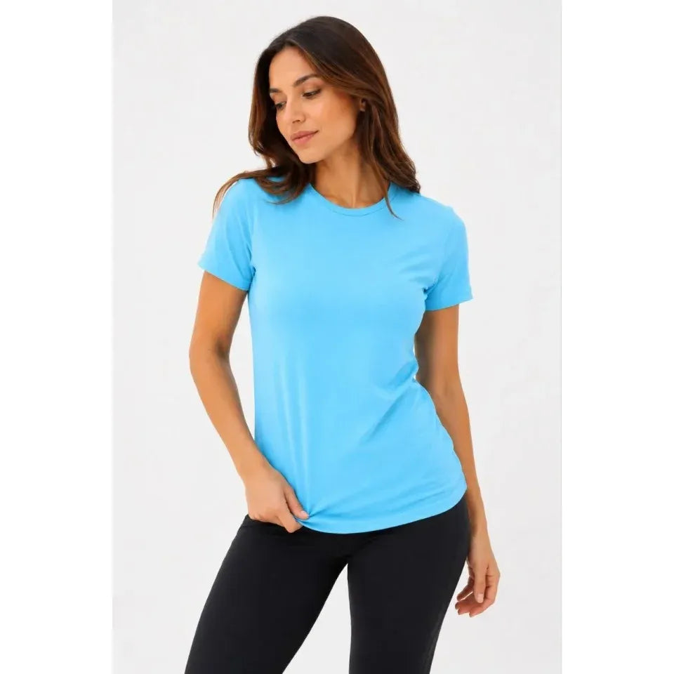 Basic Tişört Bisiklet Yaka Kısa Kol Günlük Yazlık Slim Fit T-Shirt - Turkuaz