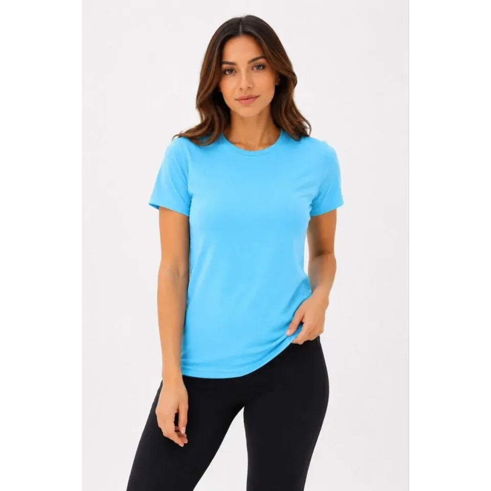 Basic Tişört Bisiklet Yaka Kısa Kol Günlük Yazlık Slim Fit T-Shirt - Turkuaz