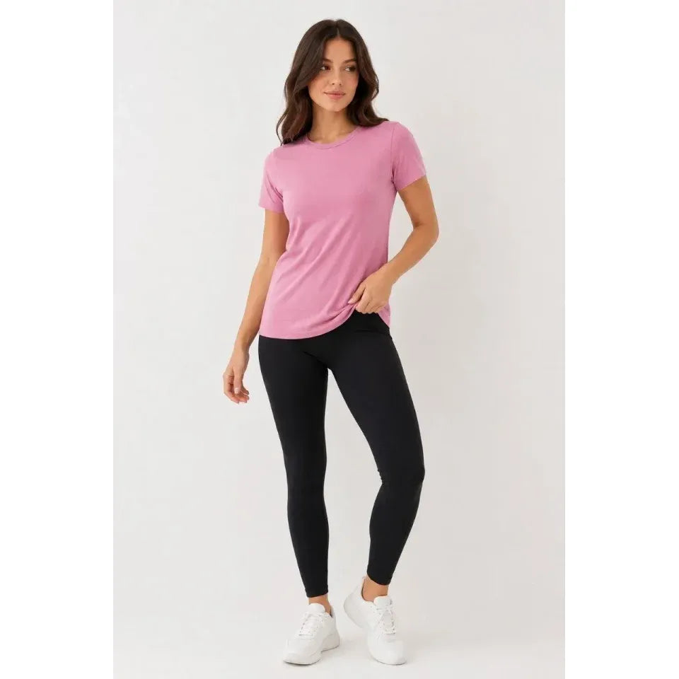 Basic Tişört Bisiklet Yaka Kısa Kol Günlük Yazlık Slim Fit T-Shirt - Pembe