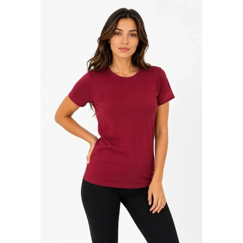 Basic Tişört Bisiklet Yaka Kısa Kol Günlük Yazlık Slim Fit T-Shirt - Bordo