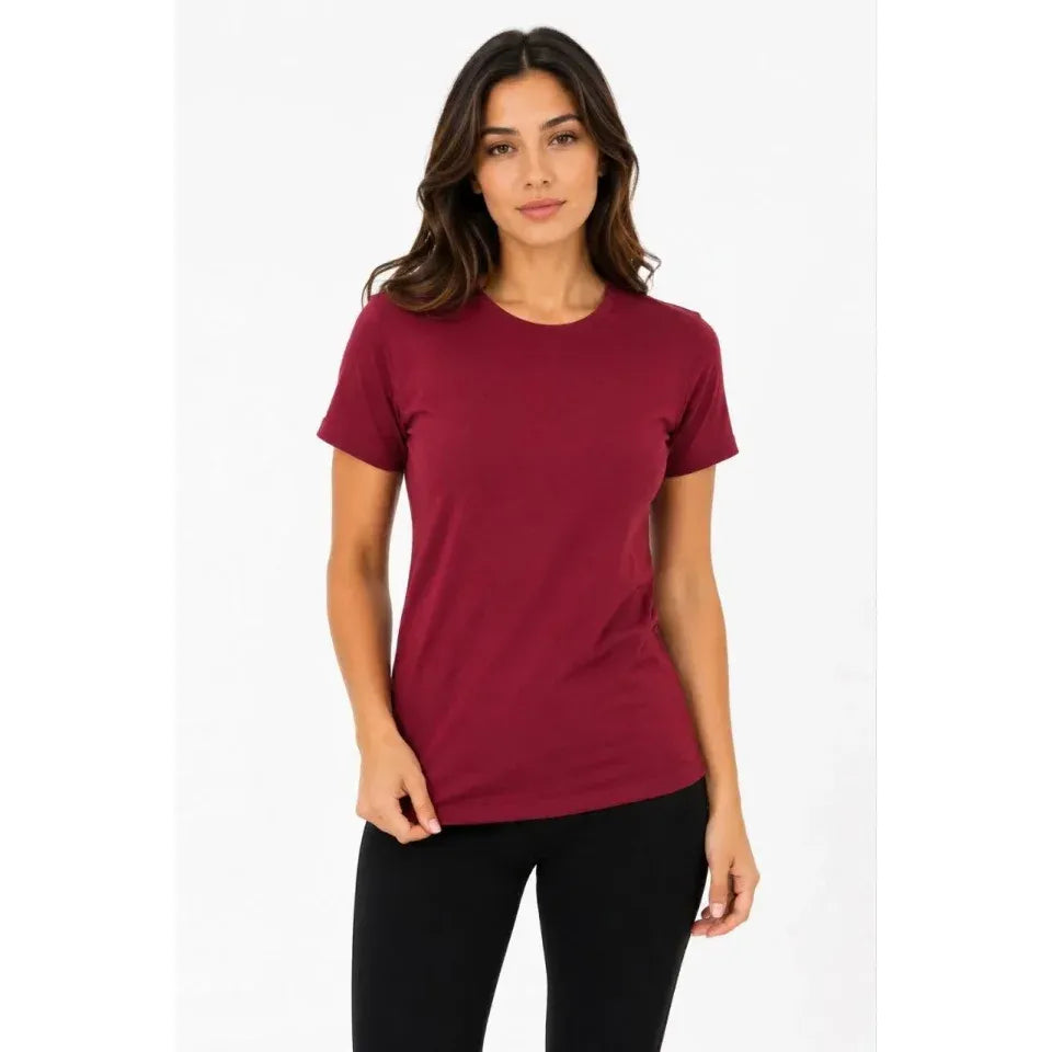 Basic Tişört Bisiklet Yaka Kısa Kol Günlük Yazlık Slim Fit T-Shirt - Bordo