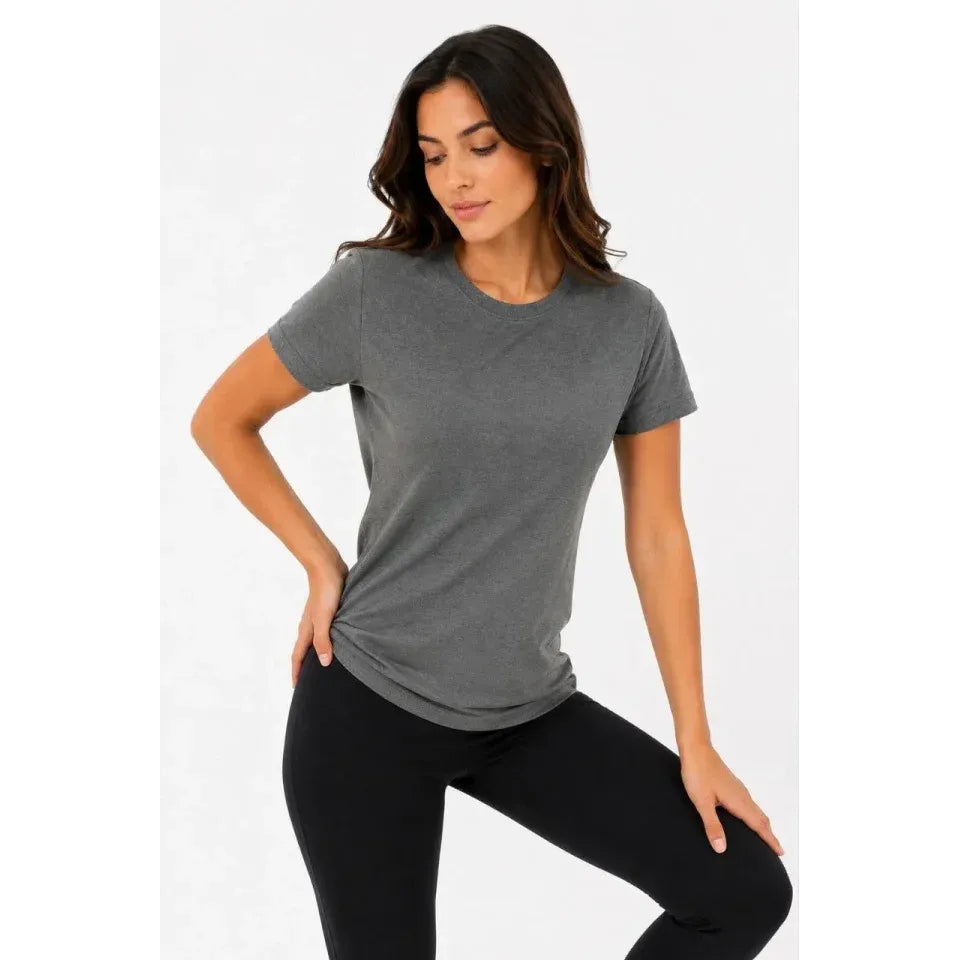 Basic Tişört Bisiklet Yaka Kısa Kol Günlük Yazlık Slim Fit T-Shirt - Antrasit