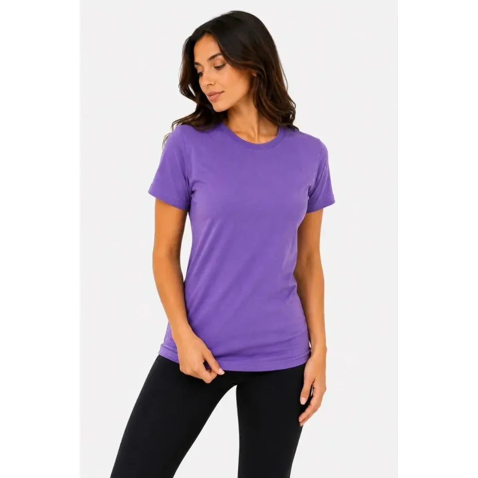 Basic Tişört Bisiklet Yaka Kısa Kol Günlük Yazlık Slim Fit T-Shirt - Mor