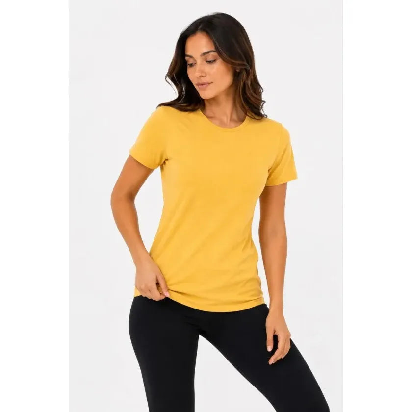 Basic Tişört Bisiklet Yaka Kısa Kol Günlük Yazlık Slim Fit T-Shirt - Sarı