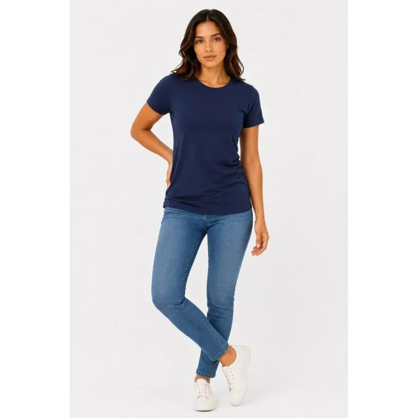 Basic Tişört Bisiklet Yaka Kısa Kol Günlük Yazlık Slim Fit T-Shirt - Lacivert