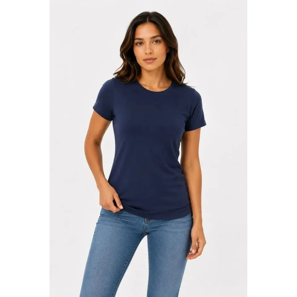 Basic Tişört Bisiklet Yaka Kısa Kol Günlük Yazlık Slim Fit T-Shirt - Lacivert