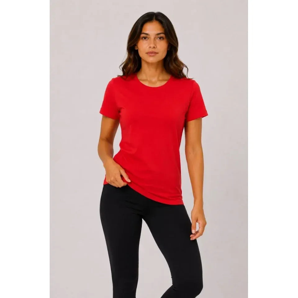 Basic Tişört Bisiklet Yaka Kısa Kol Günlük Yazlık Slim Fit T-Shirt - Kırmızı