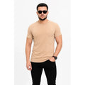 Erkek Basic Tişört Bisiklet Yaka Kısa Kol Günlük Yazlık Slim Fit T-Shirt - Bej