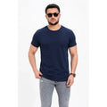 Erkek Basic Tişört Bisiklet Yaka Kısa Kol Günlük Yazlık Slim Fit T-Shirt - Lacivert