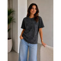 Batik Desenli Tişört Bisiklet Yaka Kısa Kol Regular Fit T-shirt - Siyah