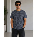 Erkek Batik Desenli Tişört Bisiklet Yaka Kısa Kol Regular Fit T-shirt - Füme