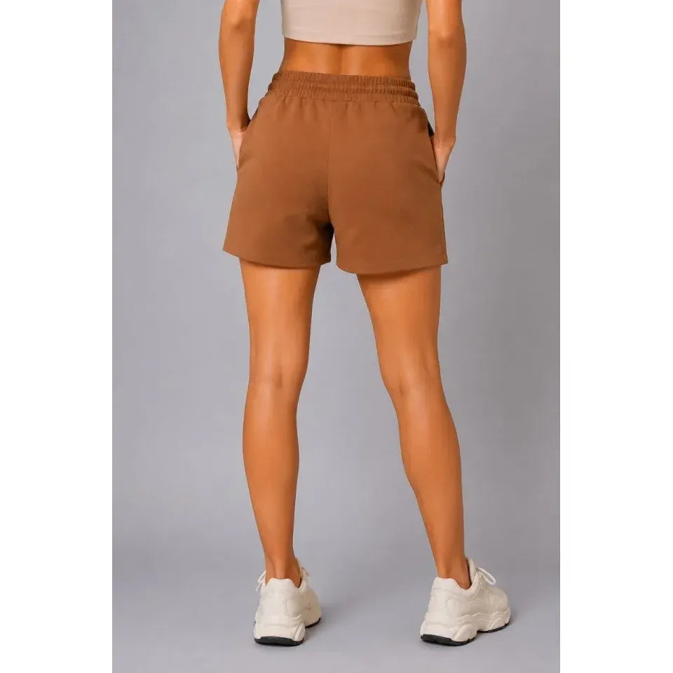 Dokuma Kumaş Cepli Bağcıklı Regular Fit Yazlık Şort - Kahverengi