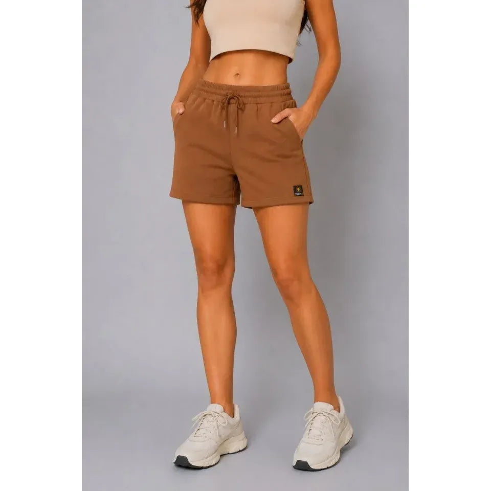 Dokuma Kumaş Cepli Bağcıklı Regular Fit Yazlık Şort - Kahverengi