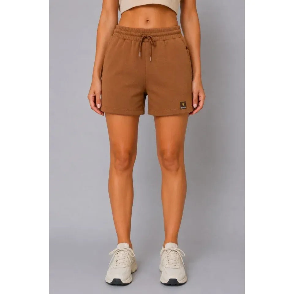 Dokuma Kumaş Cepli Bağcıklı Regular Fit Yazlık Şort - Kahverengi