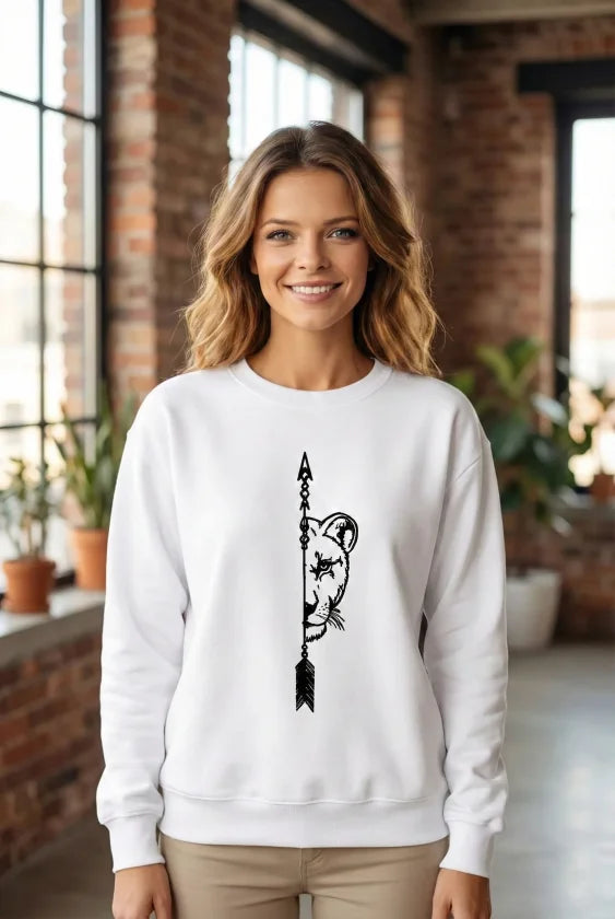 Sevgililer Günü Baskılı Oversize Bisiklet Yaka Sweatshirt - Beyaz