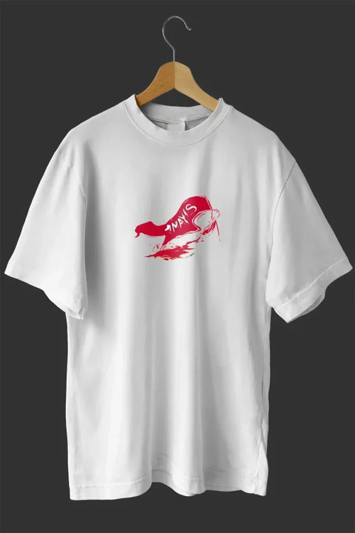 1 Mayıs Emekçiler Günü Baskılı Oversize Bisiklet Yaka T-shirt - Beyaz