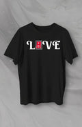 14 Şubat Sevgililer Günü Love Baskılı Oversize Bisiklet Yaka T-shirt - Siyah