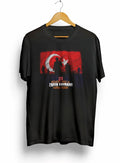 30 Ağustos Zafer Bayramı Atatürk Baskılı Oversize Bisiklet Yaka T-shirt - Siyah