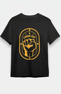 1 Mayıs Labor Day Emekçi Temalı Baskılı Oversize Bisiklet Yaka T-shirt - Siyah