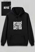 Sevgililer Günü Beyci Hediye Baskılı Oversize Kapüşonlu Sweatshirt - Siyah