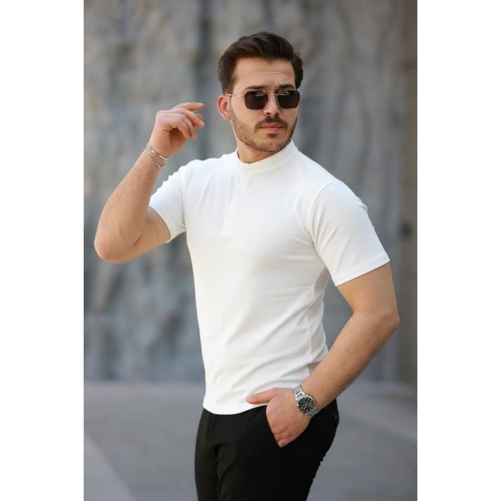 Erkek Kısa Kollu Hakim Yaka önü Düğmeli Viskon Bluz