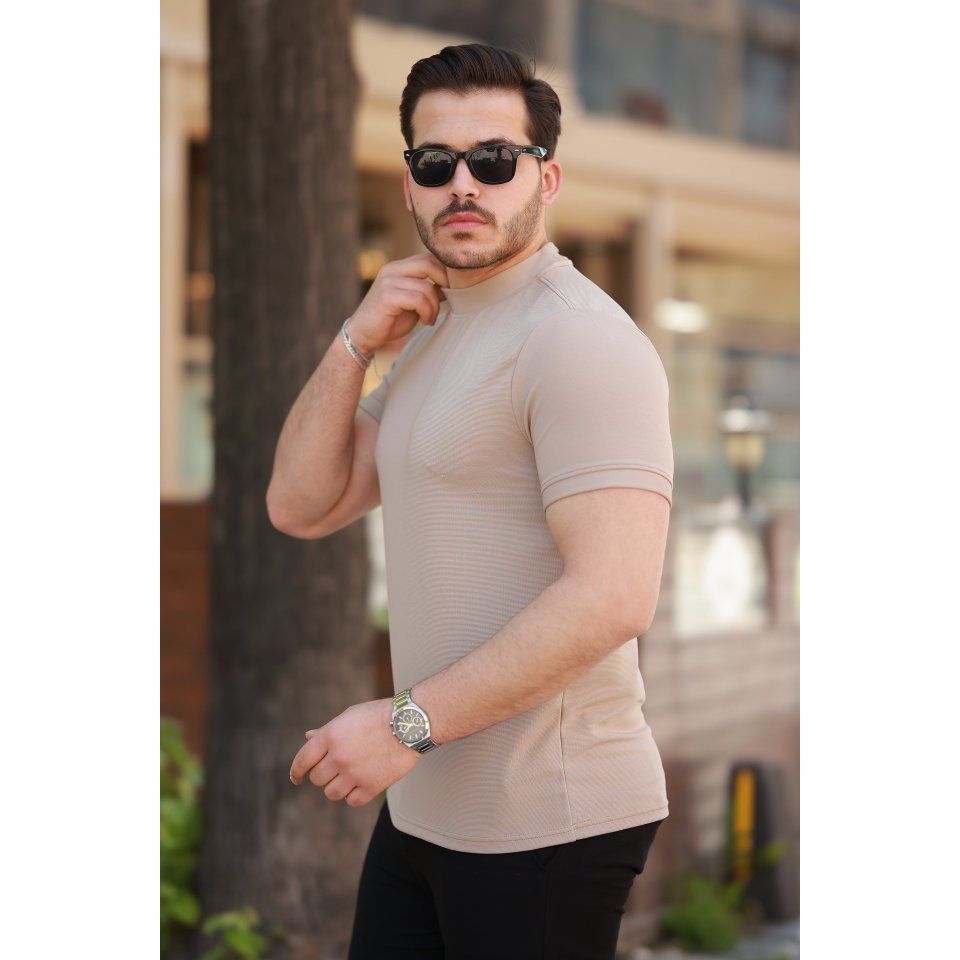Erkek Yarım Balıkçı Yaka Kısa Kollu T-shirt