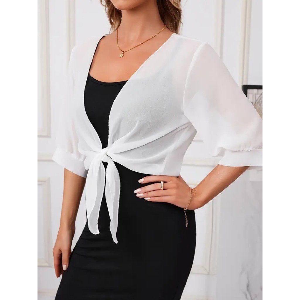 Kadın Truvakar Kol önden Bağlamalı Kısa şifon Bolero Ceket