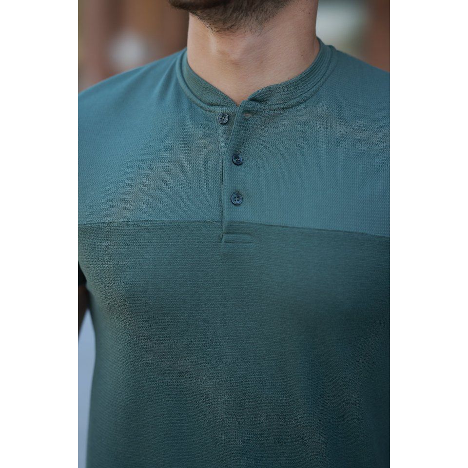 Erkek Hakim Yakalı Kısa Kollu Pamuklu T-shirt