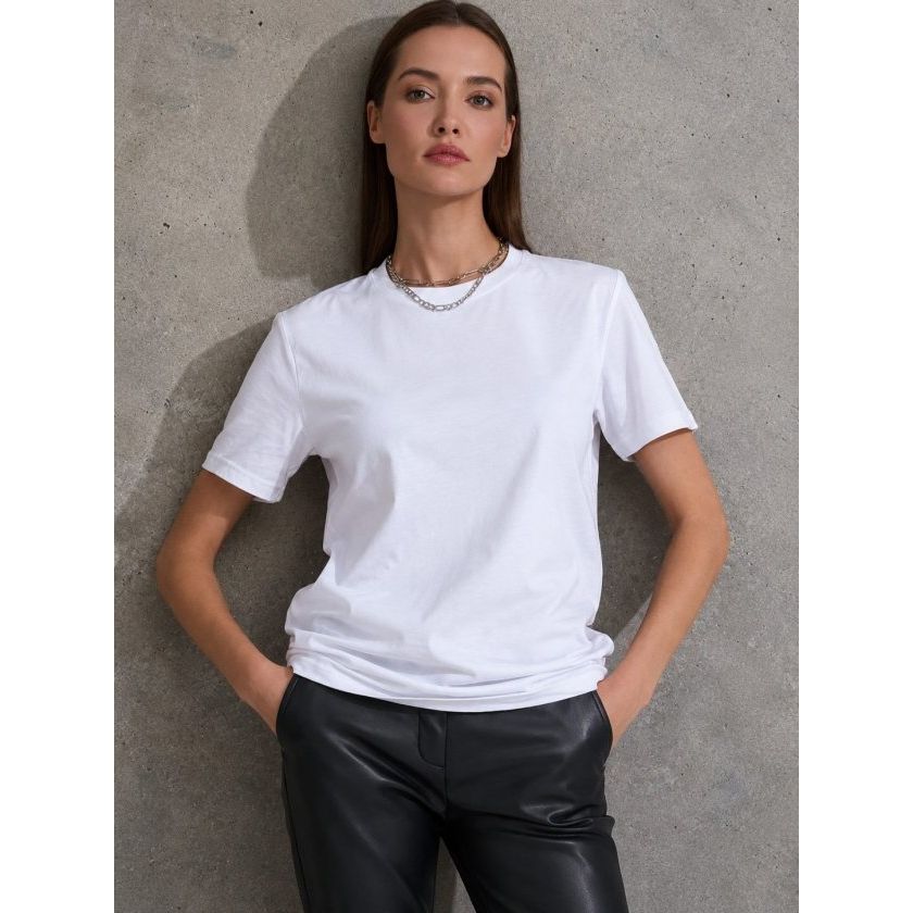 Unisex Kısa Kollu Bisiklet Yaka Basic Viskon Bluz