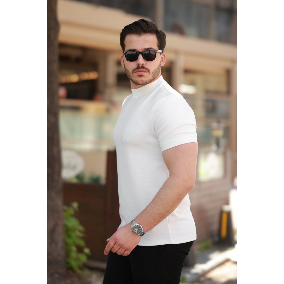 Erkek Yarım Balıkçı Yaka Kısa Kollu T-shirt