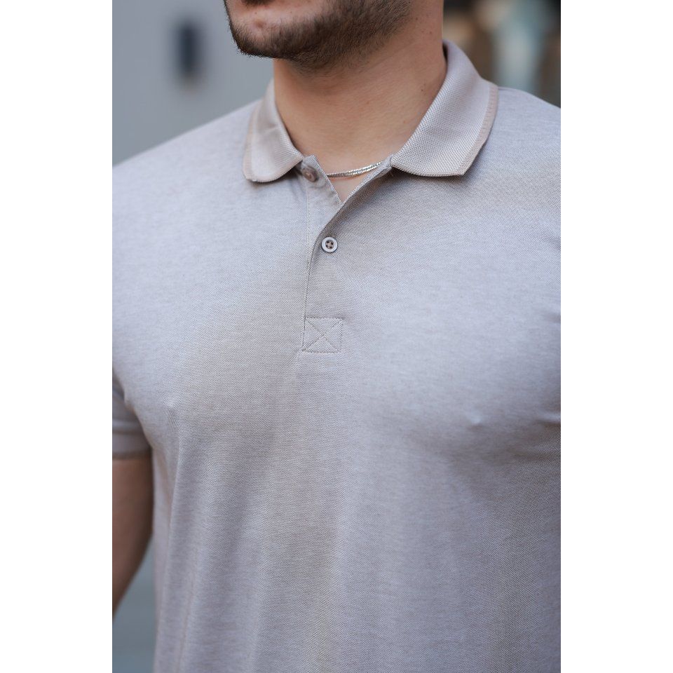 Erkek Yakalı Kagi Kumaş Kısa Kollu T-shirt