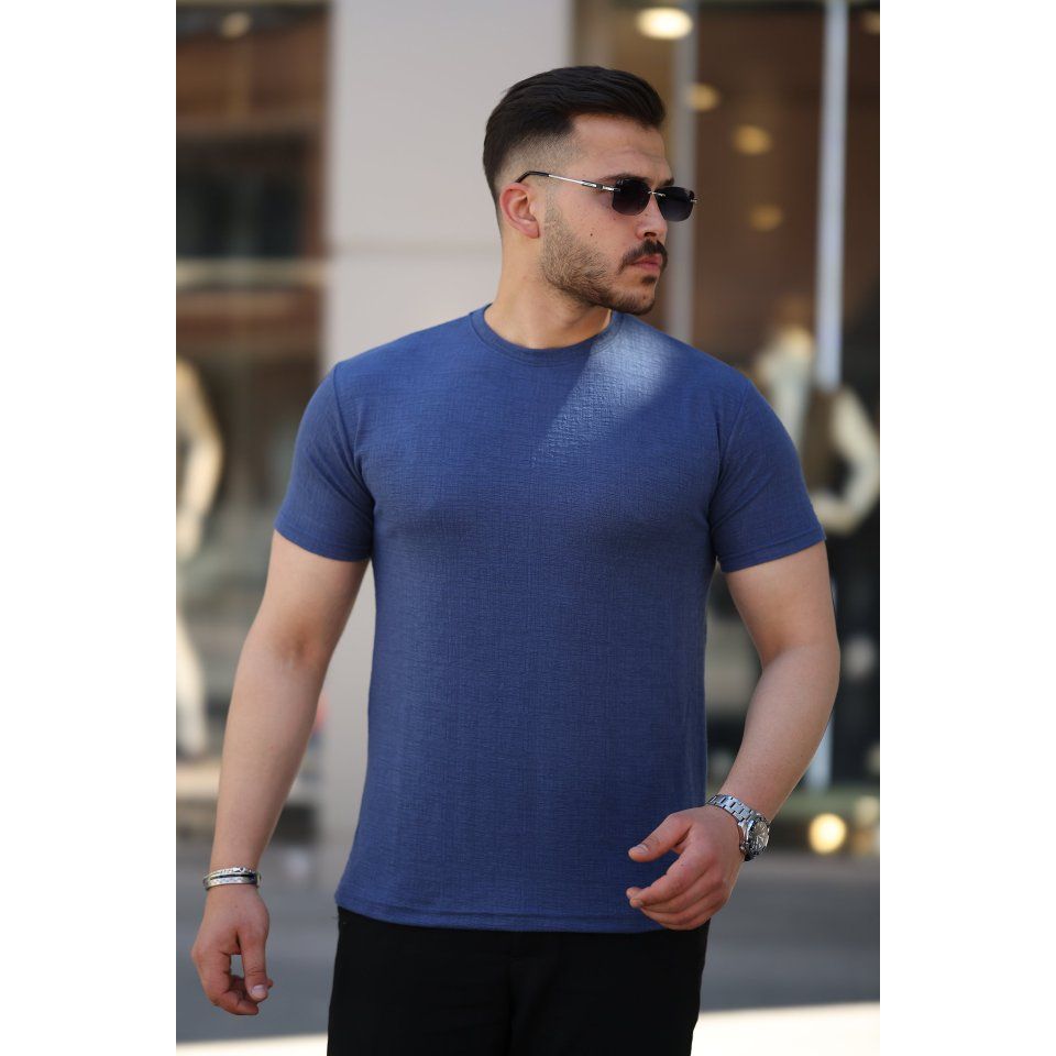 Erkek Ağaç Kabuğu Desenli Kısa Kollu T-shirt