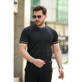 Erkek Bisiklet Yaka Ribanalı Kısa Kollu Tshirt