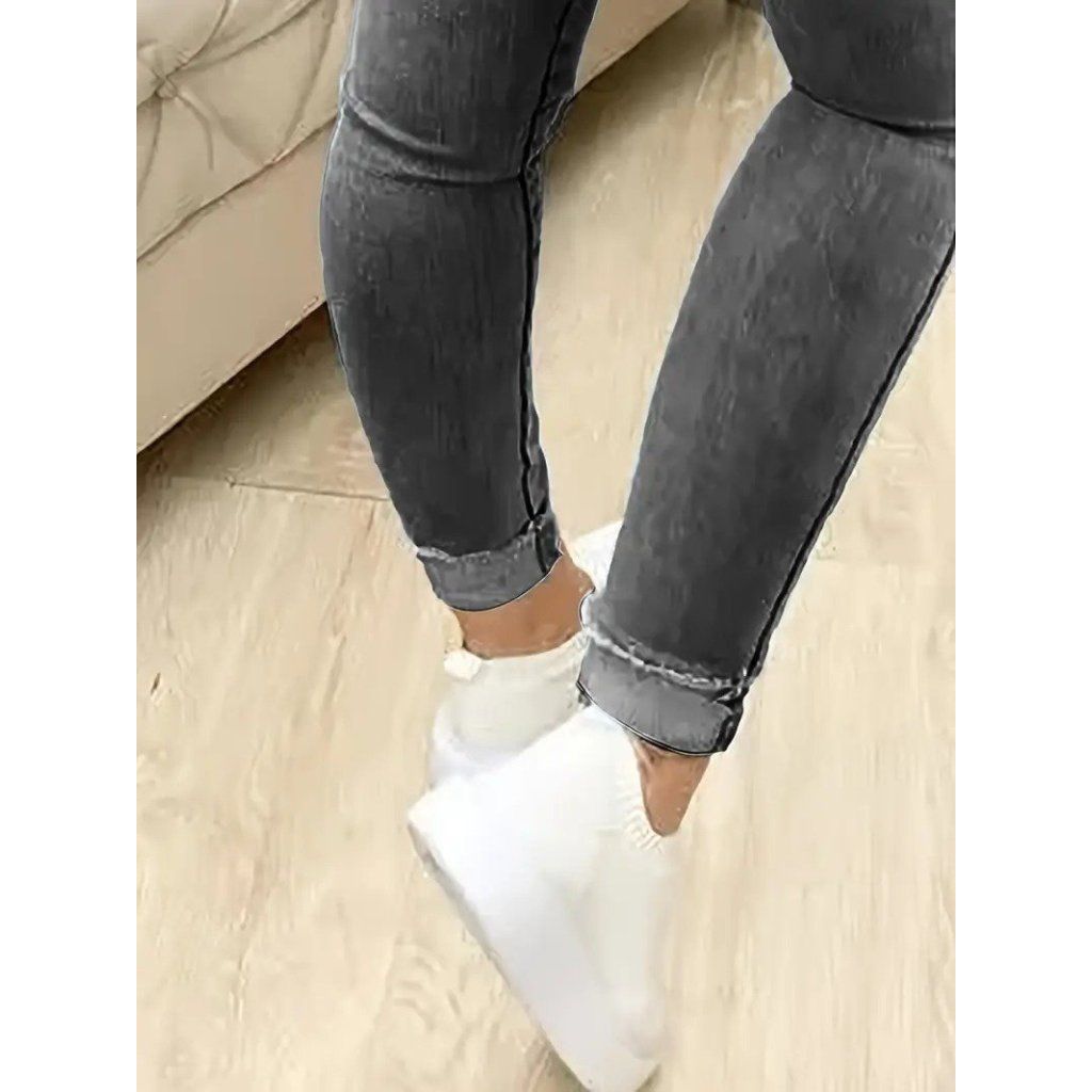 Kadın Yüksek Bel önden Düğmeli Jean Pantolon
