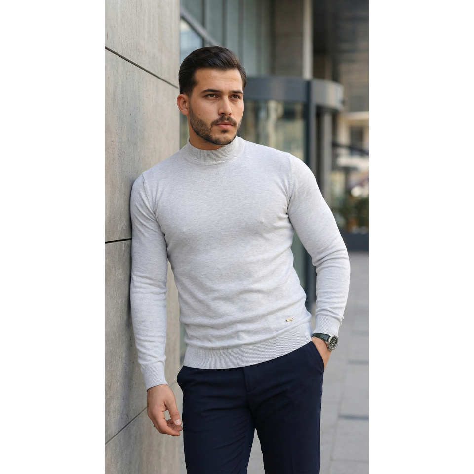 Erkek Yarım Balıkçı Yaka Pamuklu Triko