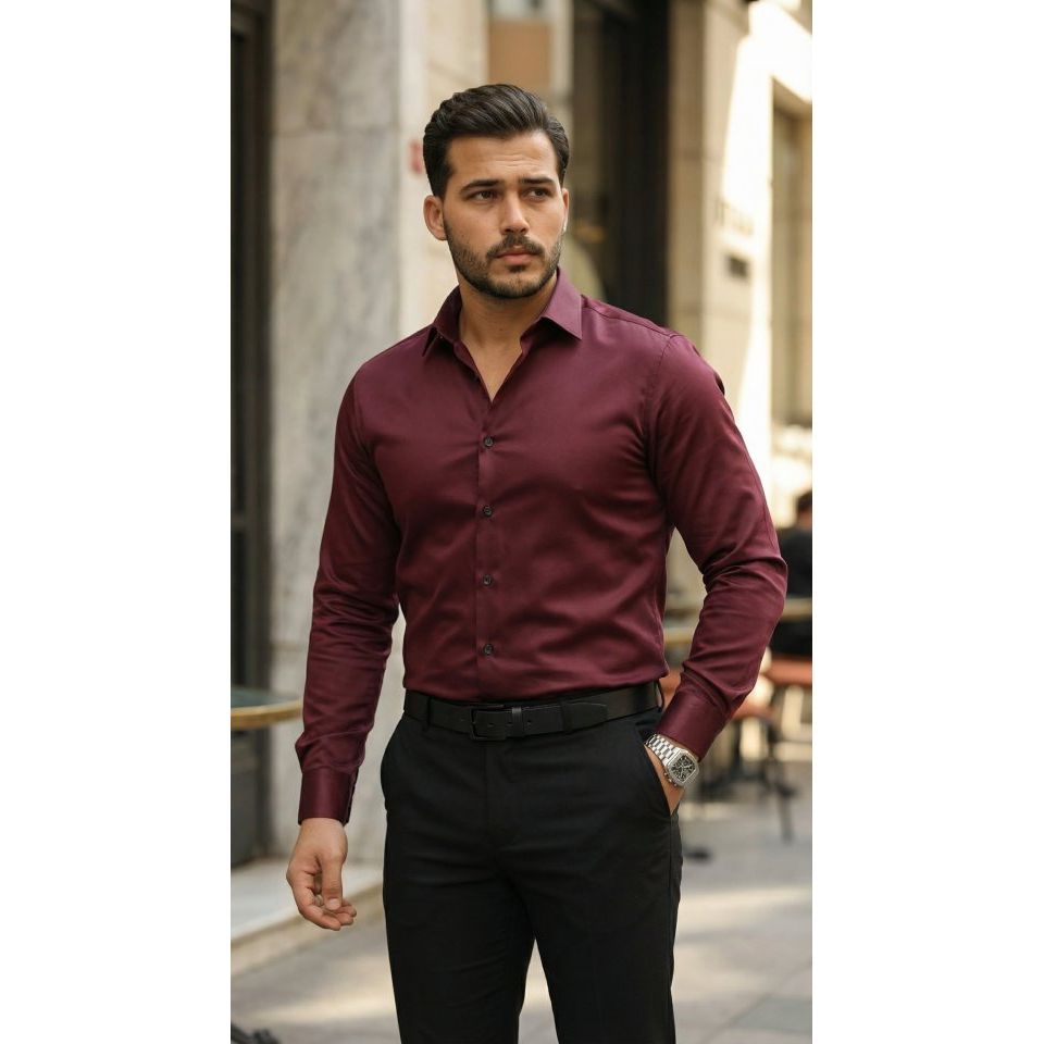 Erkek Saten Klasik Gömlek