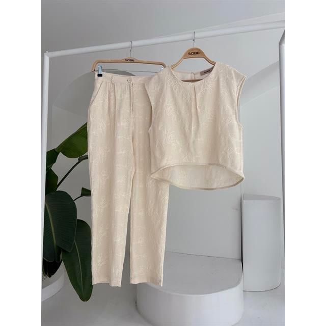 Shalina Süzüne Nakışlı Crop Takım 9796-08