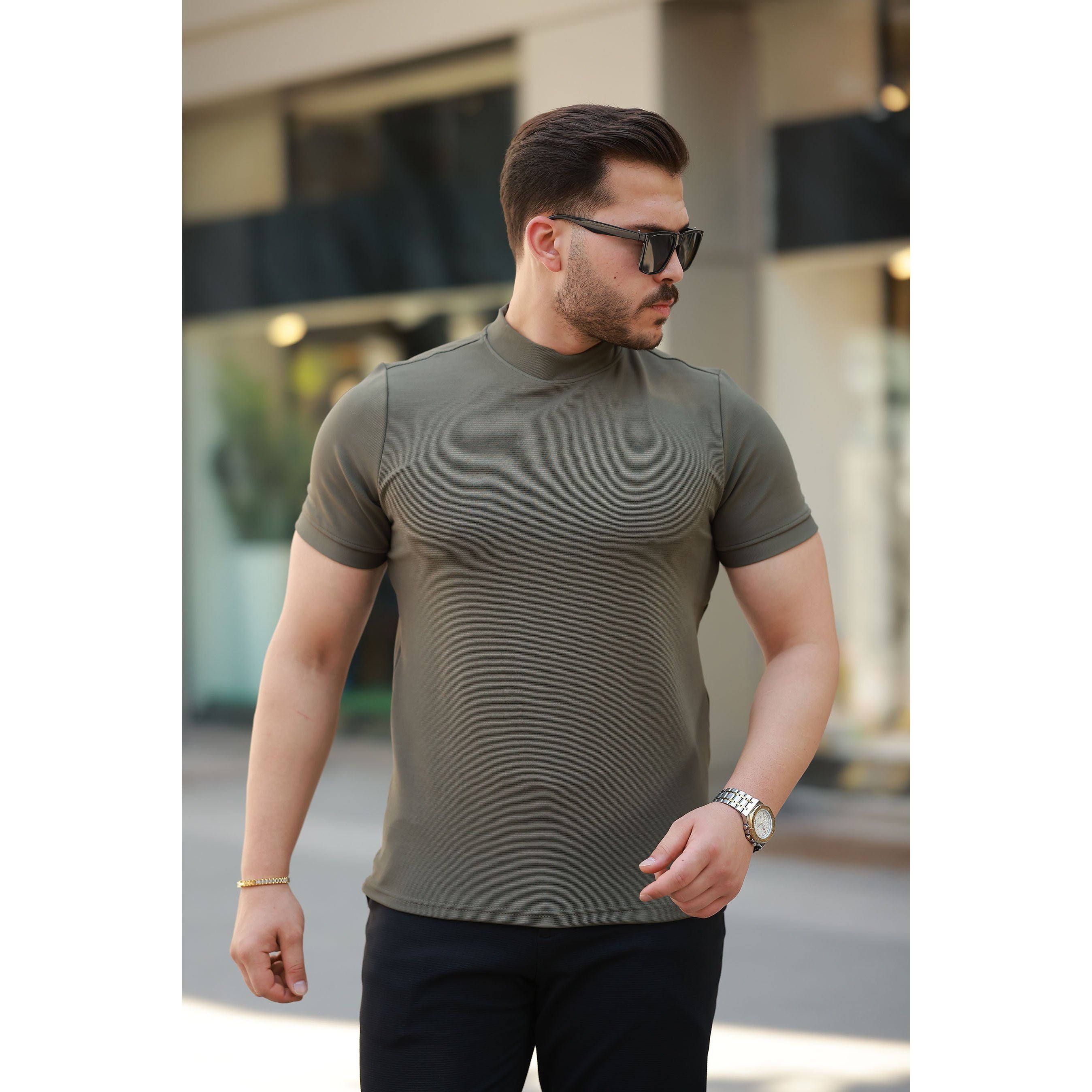 Erkek Yarım Balıkçı Yaka Kısa Kollu T-shirt