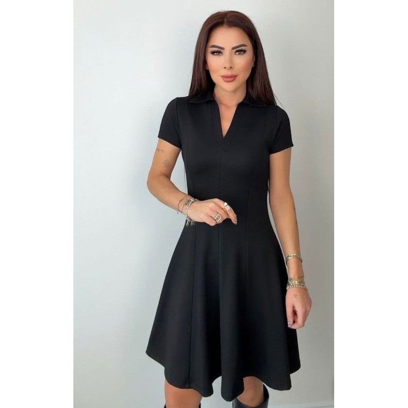 Kadın Kısa Kollu V Yakalı Kısa Modal Elbise