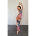 Bej Batik Desenli Elbise