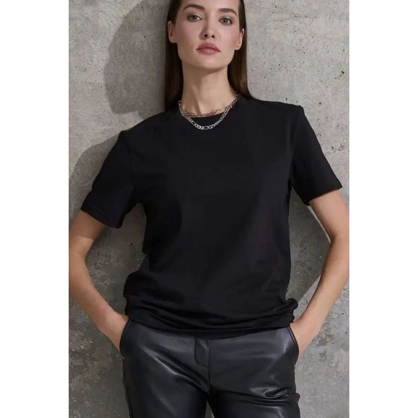 Unisex Kısa Kollu Bisiklet Yaka Basic Viskon Bluz