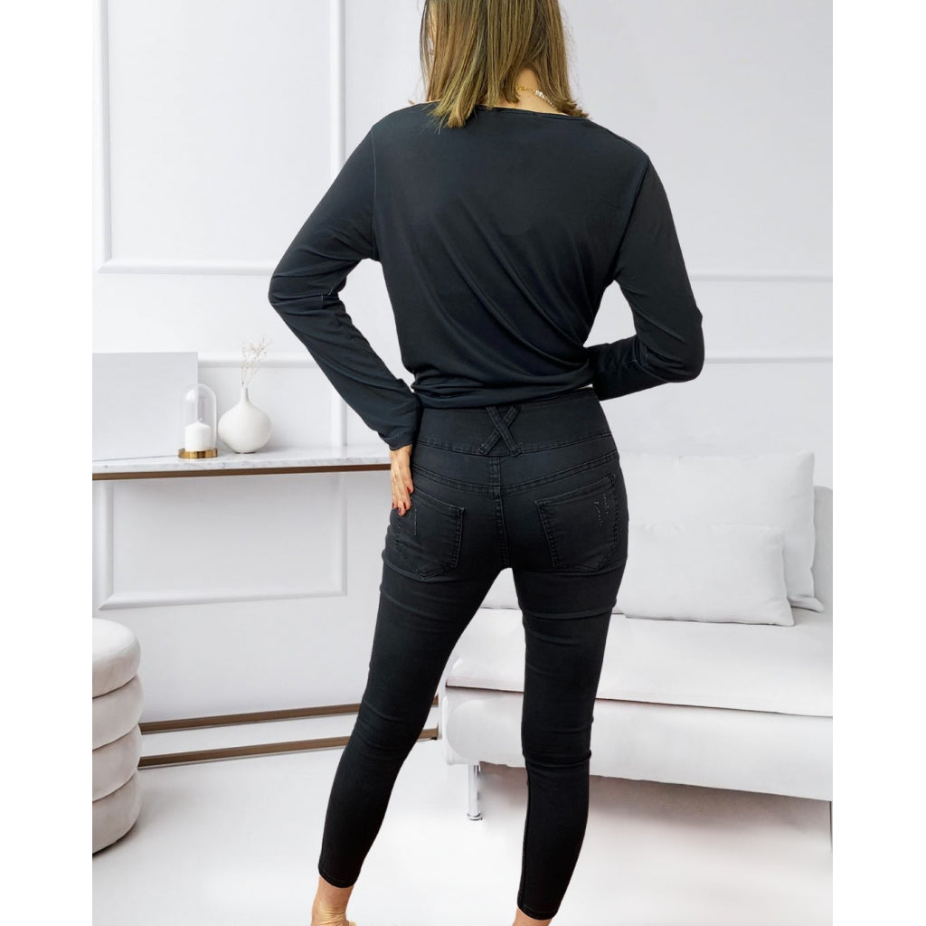 Yüksek Bel Likralı Kot Pantolon