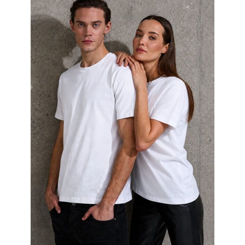 Unisex Kısa Kollu Bisiklet Yaka Basic Viskon Bluz
